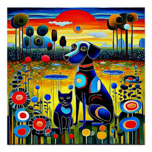 Póster Perro y gato 1