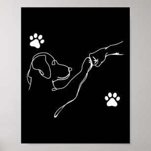 Póster Perro Y Gente Golpean A Mano Amistad Con Perro A P