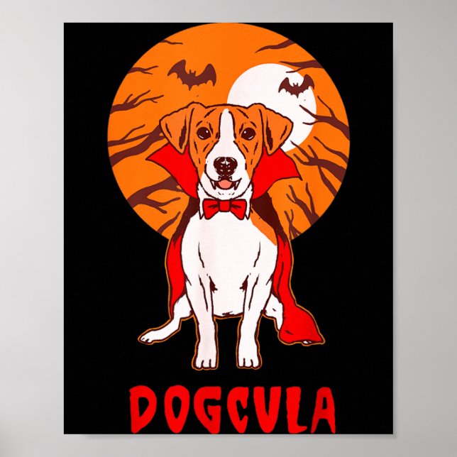 Póster Perrocula Perro Chiste Divertido Halloween (Frente)