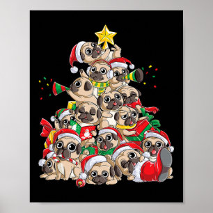 Póster Perros adorables Navidades felices Perros gracioso