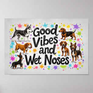 Póster Perros, Buenos Amores y Narices Mojadas Doodles ju