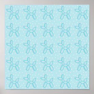 Póster Perros con globos en Verde azulado sobre la impres