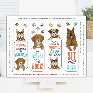 Póster Perros de perro cortan tu propia hoja de marcadore