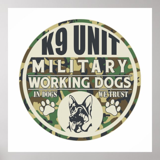 Póster Perros de trabajo de unidad K9 militar (Frente)