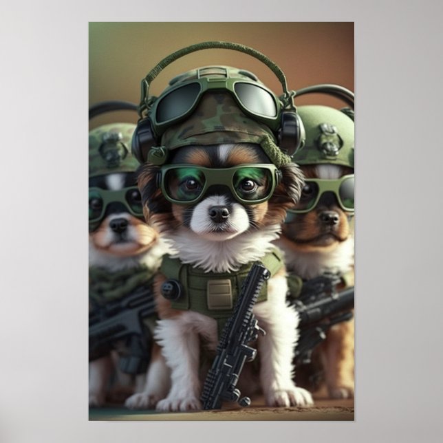 Póster Perros del ejército de Poster enmarcados (Frente)