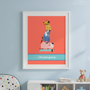 Póster Perros Divertidos con Nombre para Niños