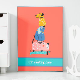 Póster Perros divertidos con nombres de niños