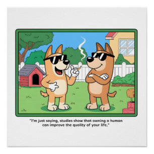 Póster Perros divertidos que poseen arte de citas de cómi