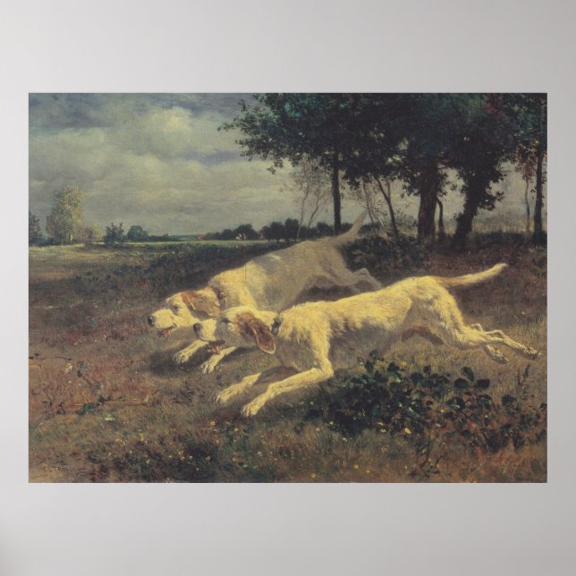 Póster Perros en ejecución (Beagles) (de Constant Troyon) (Frente)
