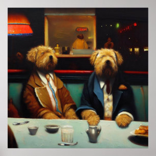 Póster Perros en una cena