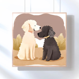 Póster Perros Esponjosos   Pintura Acuarela de Mascotas