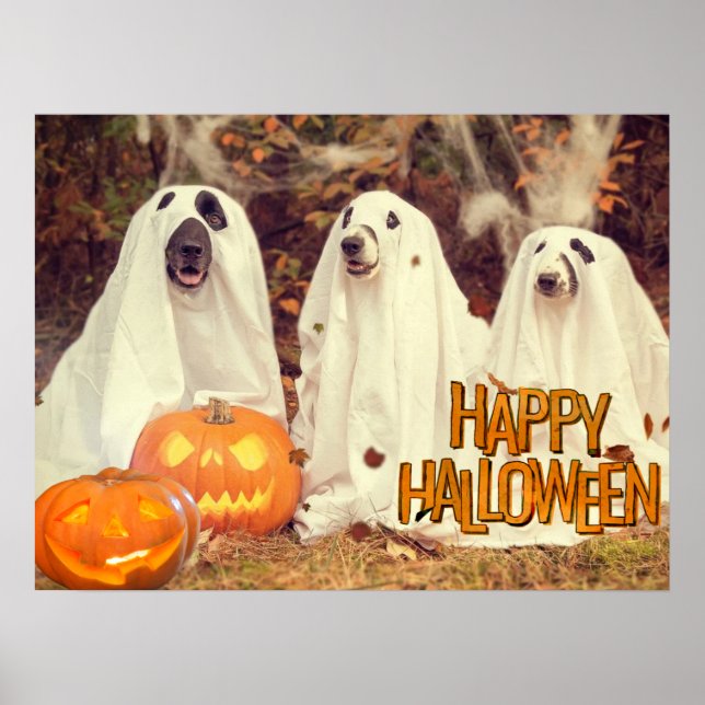 Póster Perros felices de Halloween adornados con disfrace (Frente)