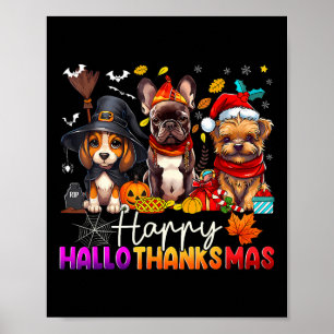 Póster Perros Felices Hallothanksmas Halloween Día de Acc