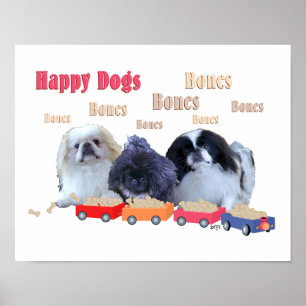 Póster Perros Felices Huesos