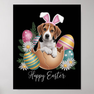 Póster Perros florales Día de Pascua Cute Beagle Perro Ca