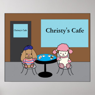 Póster Perros franceses en un Personalizable cafetería