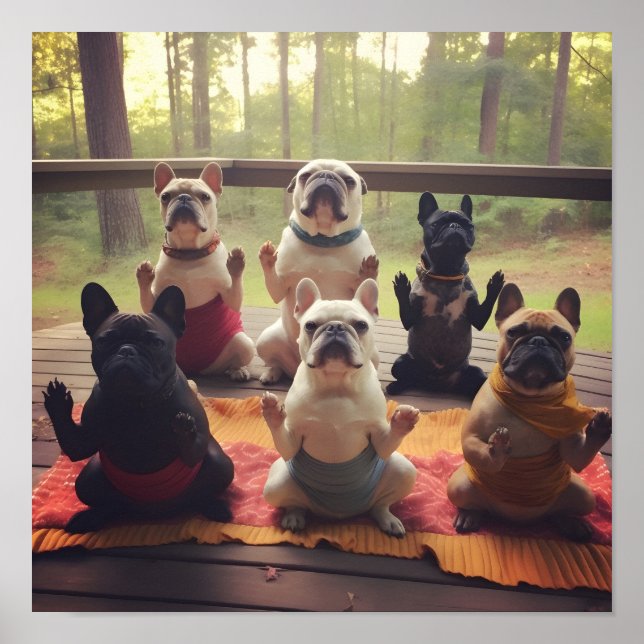 Póster Perros haciendo huella digital de yoga (Frente)