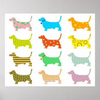 Póster Perros Hound con patrones