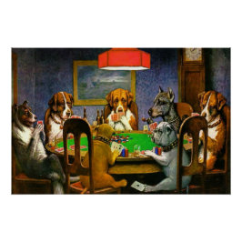 Póster Perros jugando al póquer