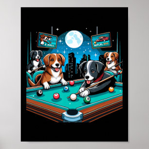 Póster Perros Jugando Mesa De Billar De Billar 8 Ball