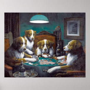 Póster Perros Jugando Poker Cassius Marcellus Coolidge 18
