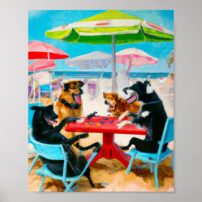 Póster perros jugando poker en Fort Lauderda (Frente)