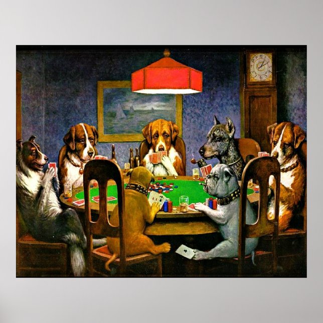 Póster Perros Jugando Póquer (Frente)