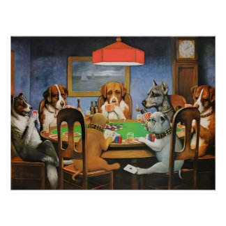 Póster Perros jugando póquer de Cassius Marcellus Coolidg