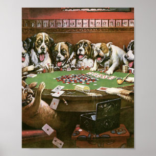 Póster Perros Jugando Simpatía de Póquer - Cassius Coolid