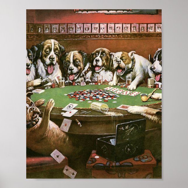 Póster Perros Jugando Simpatía de Póquer - Cassius Coolid (Frente)