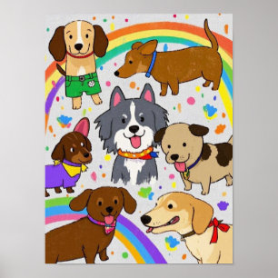 Póster Perros juguetones Cachorros