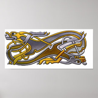 Póster Perros Knot 2 Celtic - oro y plata