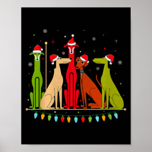 Póster Perros modernos estilo años 60 70 80 Navidad diver