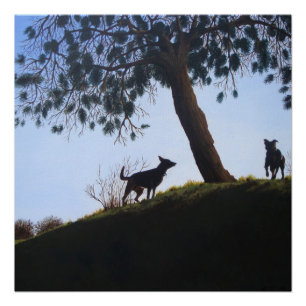 Póster perros panorámicos a todo color en el arte paisají