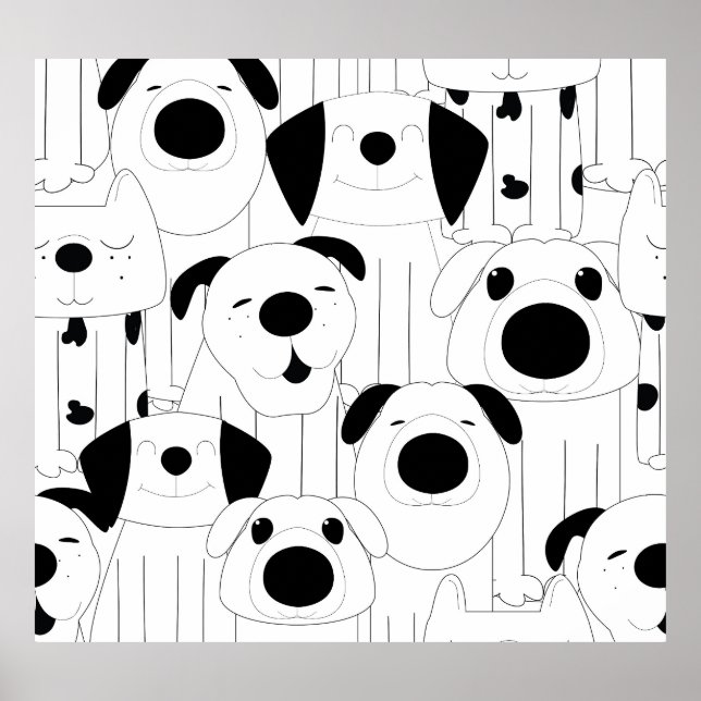 Póster Perros pequeños: personalizado blanco y negro. (Frente)