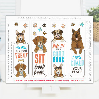 Póster Perros Puntas divertidas Marcadores Hoja impresabl