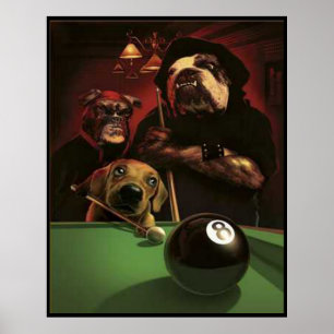 Póster Perros que juegan al billar - el Eightball