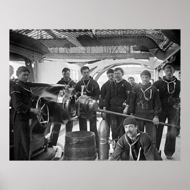 Póster Perros salados con arma, años 1890 (Frente)