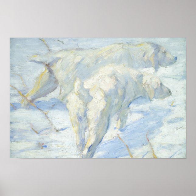 Póster Perros siberianos en la nieve (Frente)