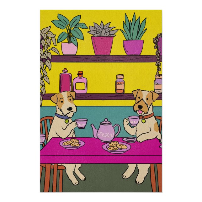Póster Perros tomando té de la tarde (Anverso)