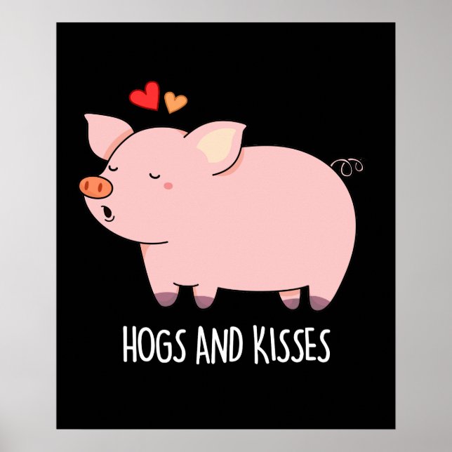 Póster Perros Y Besos Graciosos Hog Pig Pun Dark BG (Frente)