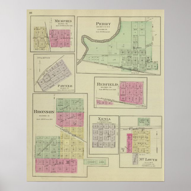Póster Perry, Memphis, Pawnee, Bronson, Redfield, Kansas (Frente)