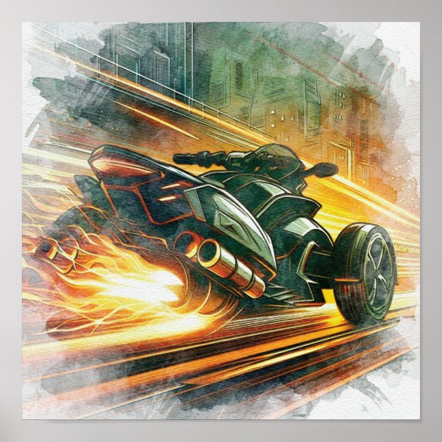 Póster Persecución de motocicleta Can-Am a alta velocidad (Frente)