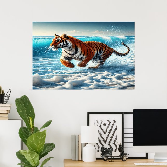 Póster Persecución Salvaje del Océano de Tigre (Oficina en casa)