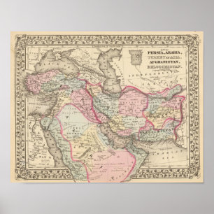 Póster Persia, Arabia, Turquía, Afganistán, Beluchistán