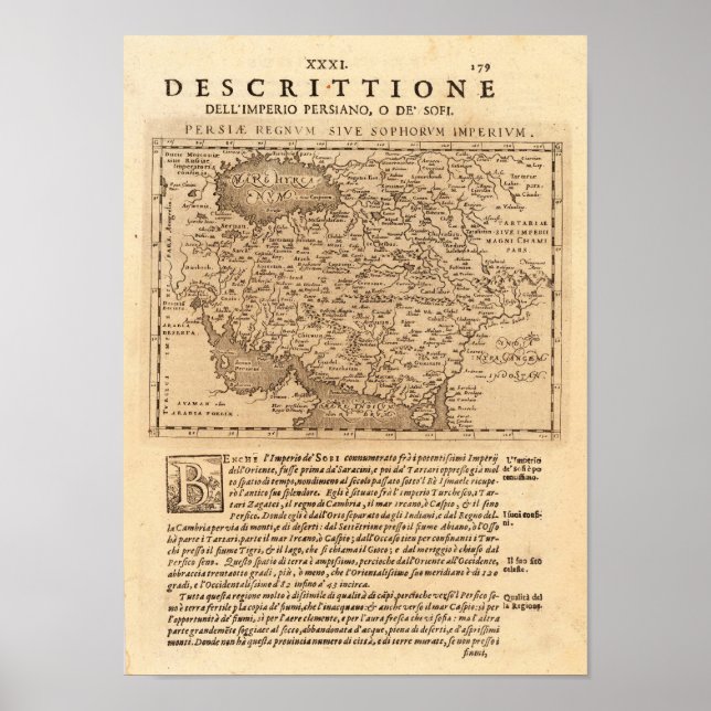Póster Persia Ptolemaeus Claudius Map Repruducción (Frente)