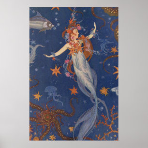 Póster Persigue Arcoíris Nada con Sirenas, Monta Unicorni