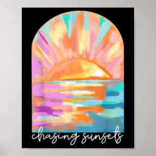 Póster Persiguiendo a los atardeceres vacaciones de veran