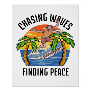 Póster Persiguiendo olas encontrando paz