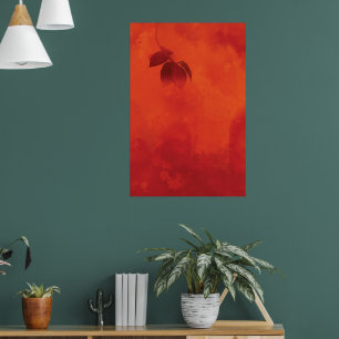 Póster Persimmon Hoja Caqui Naranja Quemada Otoño Abstrac